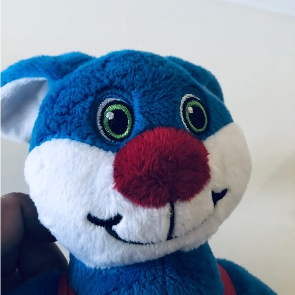 Kinder Surprise Bunny Rabbit Plush Blue & White 10”Embroidered Green /Black Eyes - Picture 2 of 6